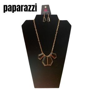 Paparazzi Black stone necklace with matching earrings
